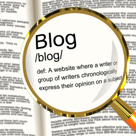 Blog Definition Magnifier Showing Website Blogging Or Blogger