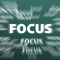 Focus word with motion rays on green chalkboard background