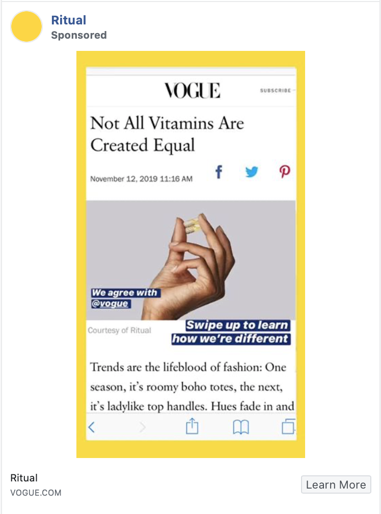 將VOGUE的報導拿來當引起注意的畫面