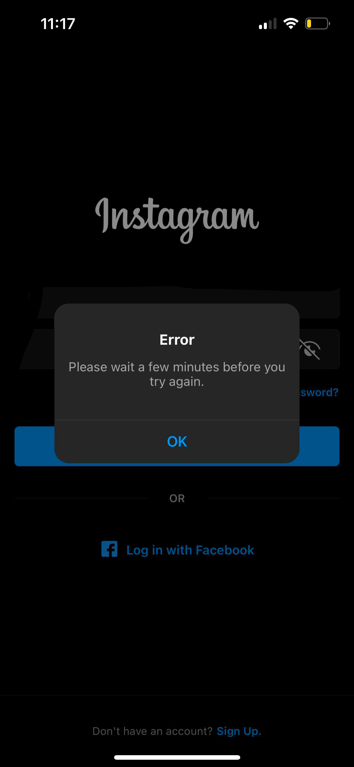 Instagram please wait a few minutes