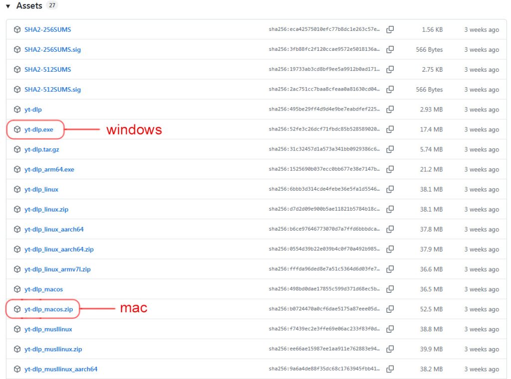 yt-dlp教學,一次學會下載 YouTube、Instagram、Threads 影片(Windows/Mac/Linux)2026 最新 3 yt-dlp官方GitHub的assets